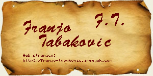 Franjo Tabaković vizit kartica